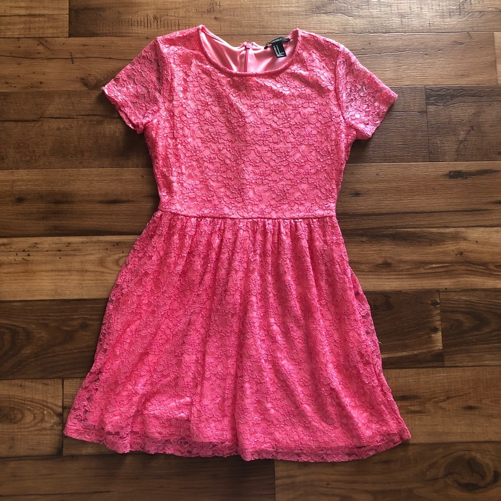 Forever 21 Hot Pink Lace Dress